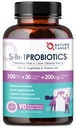 NATURE TARGET Probiotics for Women-Men Digestive Health, Mens-Womens Probiotic with Prebiotics, 100 Billion for Gut and Immune Health, No Refrigeration, 90 Veggie Capsules (45 Days Supply)
