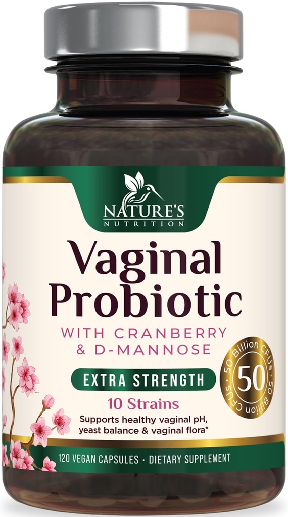 Vaginal Probiotics for Women - pH Balance with Prebiotics & Lactobacillus – 50 Billion CFU per Capsule - Vag Women Health Supplements Support Healthy Vaginal Odor & Flora - Bottled USA - 120 Capsules