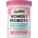Vitalibre Women's Probiotic Plus, Akkermansia, 140 Billion CFU, 19 Strains with AKK, Vitamin B6, B9, B12, Biotin, Cranberry, D-Mannose, Gut, Vagina Health, 60 Vegetarian Caps