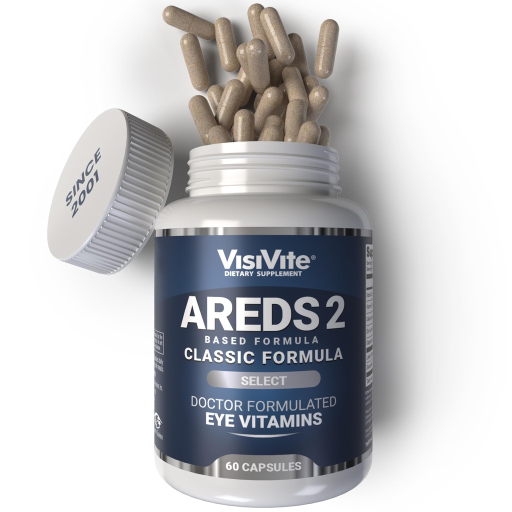 VisiVite AREDS 2 Select Eye Vitamins for Macular Support - Vitamins for Eyes with Zeaxanthin Plus Lutein Macular Supplement - Premium Macular Health Formula - Eye Supplements for Adults - 60 Capsules
