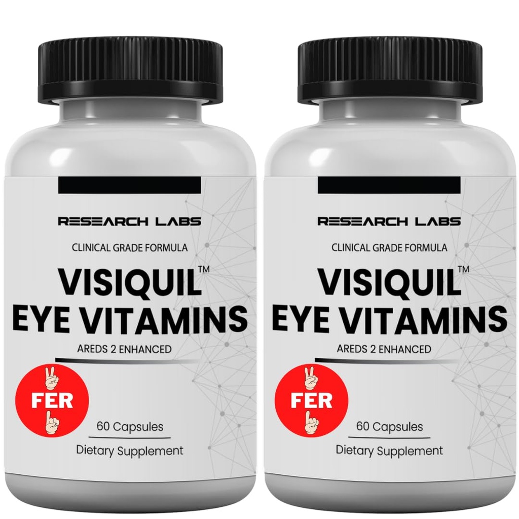 Research Labs Eye Vitamins Enhanced Absorption AREDS 2 Plus Formula 20mg Lutein, 10mg Zeaxanthin, Bilberry, Eyebright, Zinc, ALA, Quercetin & Other Proven Ingredients to Fight Eye Problems