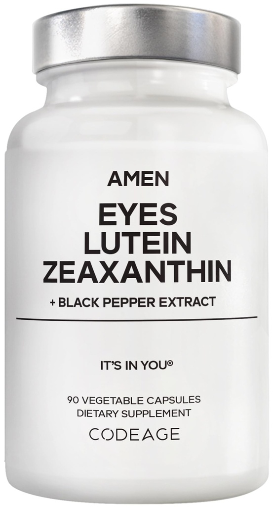 Amen Eyes Lutein Zeaxanthin Supplement - Eyes Vitamins - Lutein and Zeaxanthin from Marigold Extract, Red Beet Root Powder, Black Pepper Fruit Extract - 3-Month Supply Eye Care - Non-GMO - 90 Capsules
