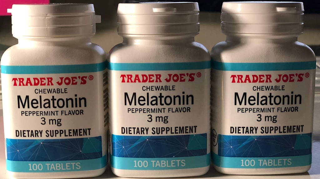 Trader Joe's 3 Pack Chewable Melatonin Peppermint Flavor 3MG, 100 Tablets