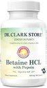 Dr. Clark Betaine HCL Suplemento con Pepsin, 800 mg, 100 cápsulas de gelatina