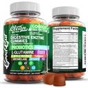 Nutracéuticas limpias Enzimas digestivas con probióticos " Prebióticos para las gomas de salud digestiva " L-Glutamina para la bromelaina de la salud de las tripas Apple Pectin Inulin FOS Plant Based Vegan Gummy Vitaminas