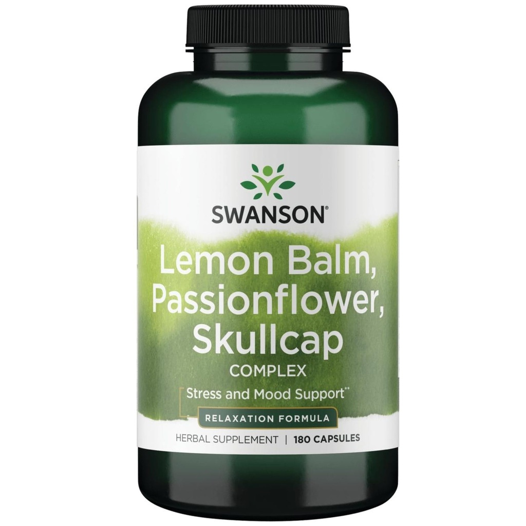 Swanson Lemon Balm Passion Flower Skullcap Complex 180 Capsules