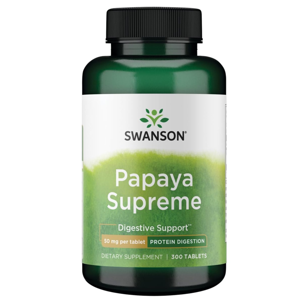 Swanson Papaya Supreme 50 Milligrams 300 Tabs Enzyme