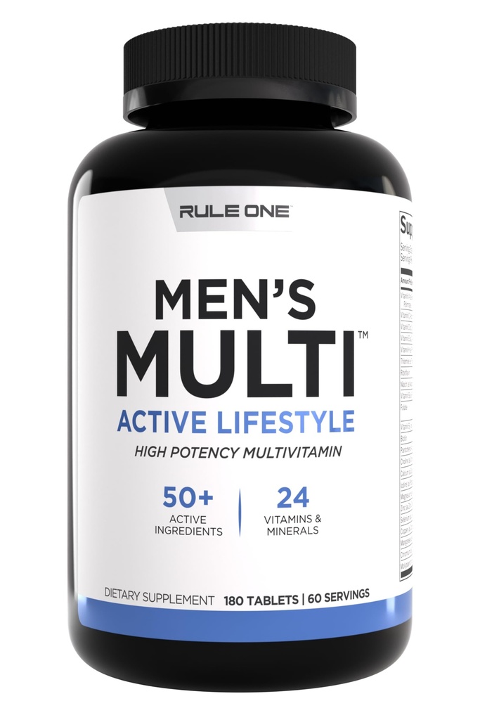 Rule 1 Proteins Men's Daily Multi Vitamins, Essential Minerals, Superfoods, Digestive Enzymes, Amino Acids, and Antioxidants for Active Lifestyles and Wellness Support (180 Tablets, 60 Day Supply)