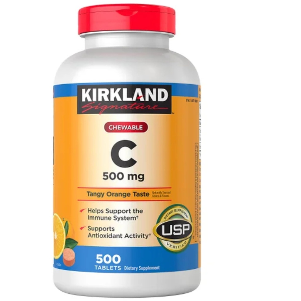 Kirkland Signature Chewable Vitamin C 500 Mg Tangy Orange Taste: 500 Tablets
