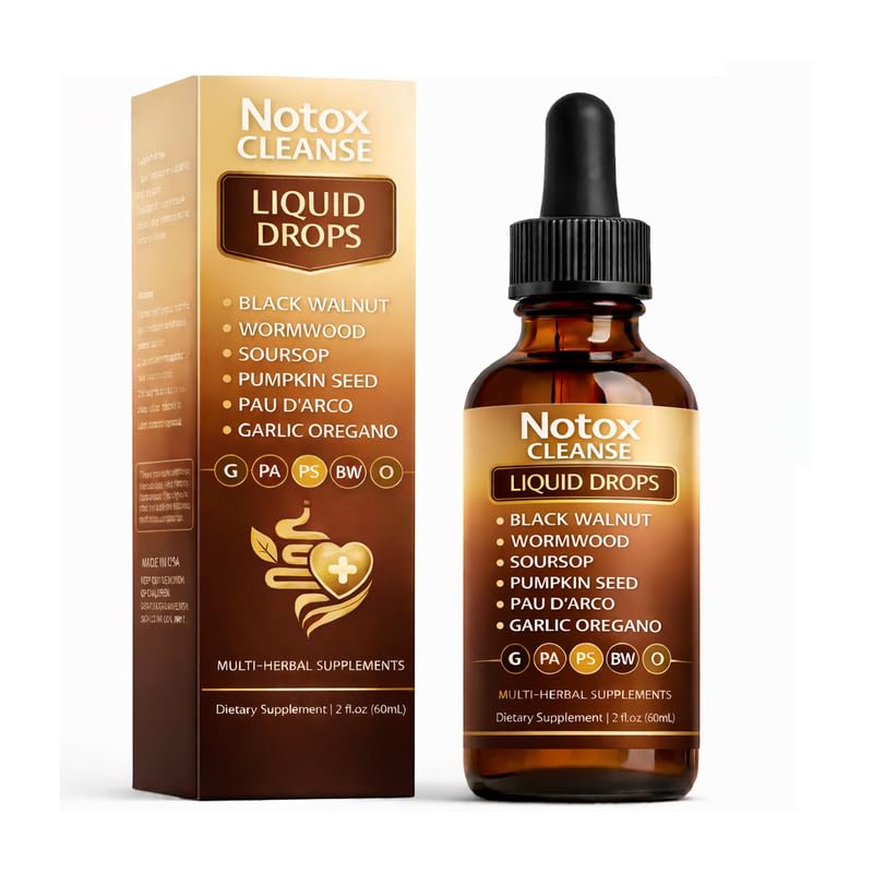 Notox Cleanse Black Walnut Wormwood Gut Cleanse Drop, Support Gut & Digestion Balance, Improve Energy, with Wormwood, Black Walnut Hull, Pumpkin Seed & Garlic Oregano 2 fl oz,60ml