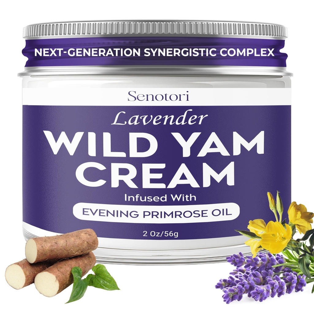 Lavender Wild Yam Cream for Women Hormone Balance, Evening Primrose infused for Menopause Support, Moisturizing Self Care for Hot Flashes, Night Sweats, Relaxation Gifts for Women