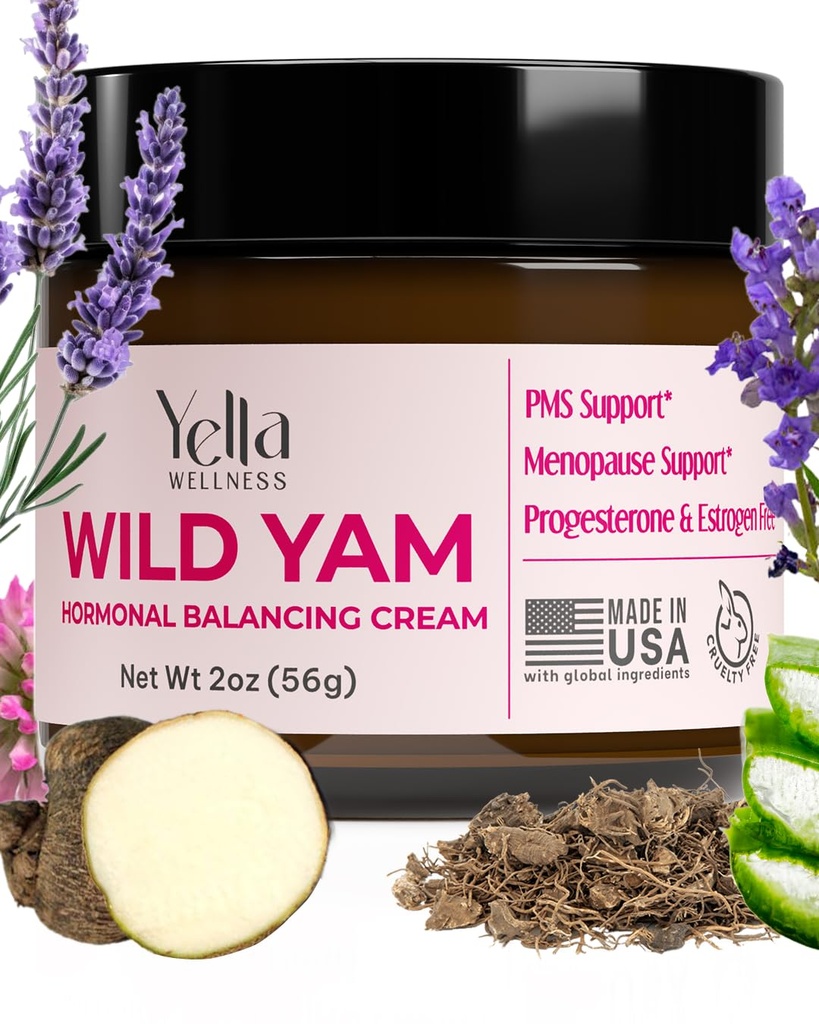 Wild Yam Cream for Hormone Balance – Progesterone Cream Alternative for PMS & Menopause Relief – Made with Organic Hormone Balancing Extracts - 2oz
