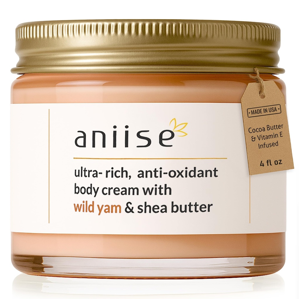 Aniise Wild Yam Cream – Balancing Moisturizer for Menopause, Perimenopause & PMS Support – Enriched with Shea Butter, Cocoa Butter & Vitamin E – Natural Herbal Formula for Women – 4 fl oz
