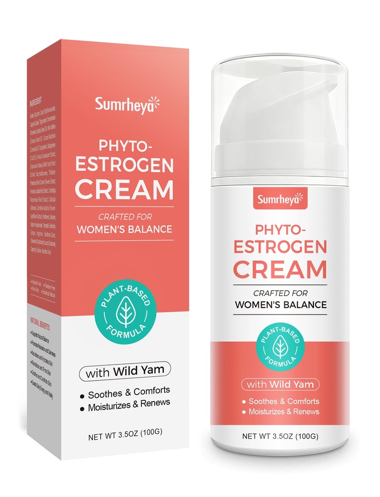 Estrogen Cream for Menopause Support - Soothing Phytoestrogen Cream with Wild Yam for Women - Natural Balancing Skin Moisturizer - hydrates, Firms & Revitalizes Dry, Aging Skin - 3.5 oz