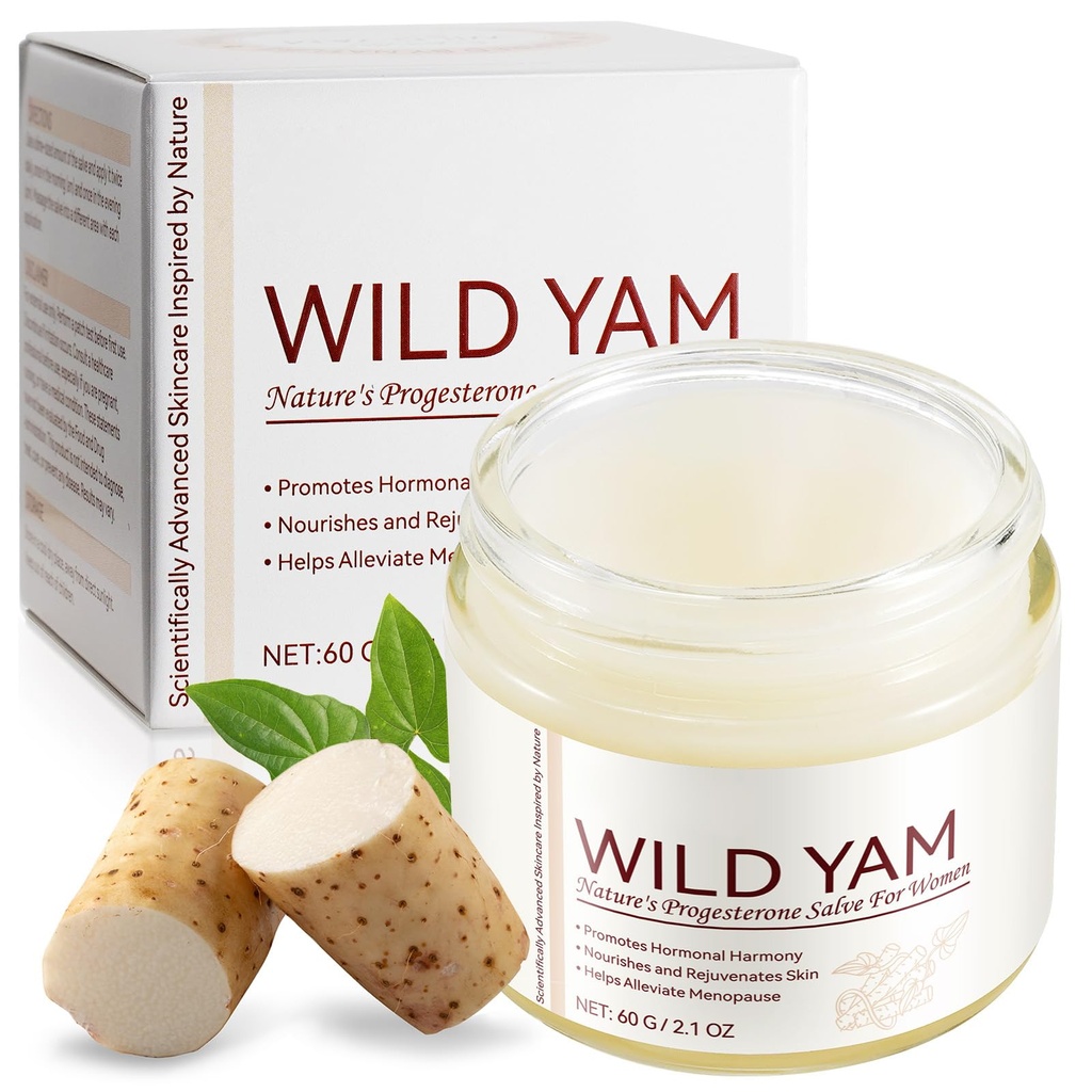 Ofanyia Wild Yam Cream for Hormone Balance, Wild Yam Moisturizing Cream for Hot Flashes, Menstrual Cramps & Night Sweats, Menopause Relief Wild Yam Cream for Women, 60g/2oz