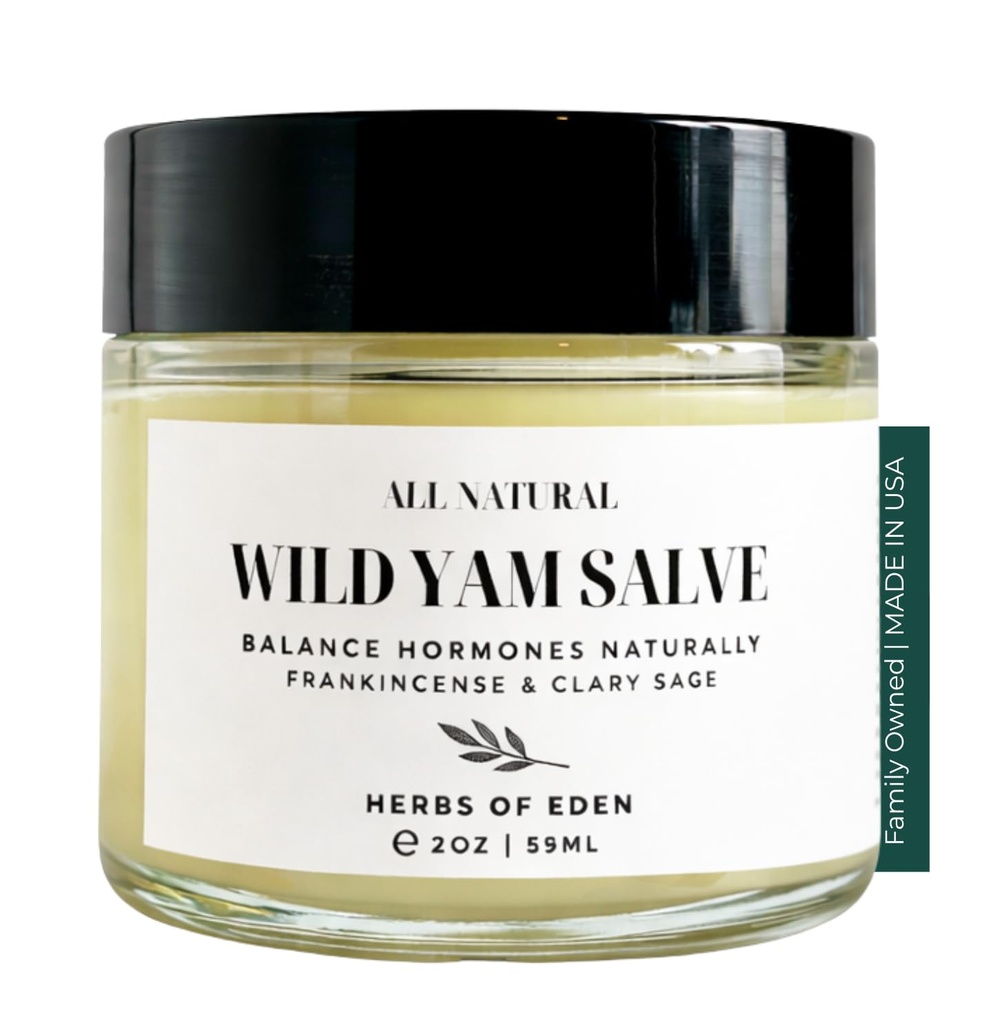 Organic Wild Yam Balancing Salve for Hormone Support Menopause Perimenopause Symptom Relief Menstrual Cycle PMS Discomfort Chaste Tree Berry Red Clover Cramp Bark | Made in USA
