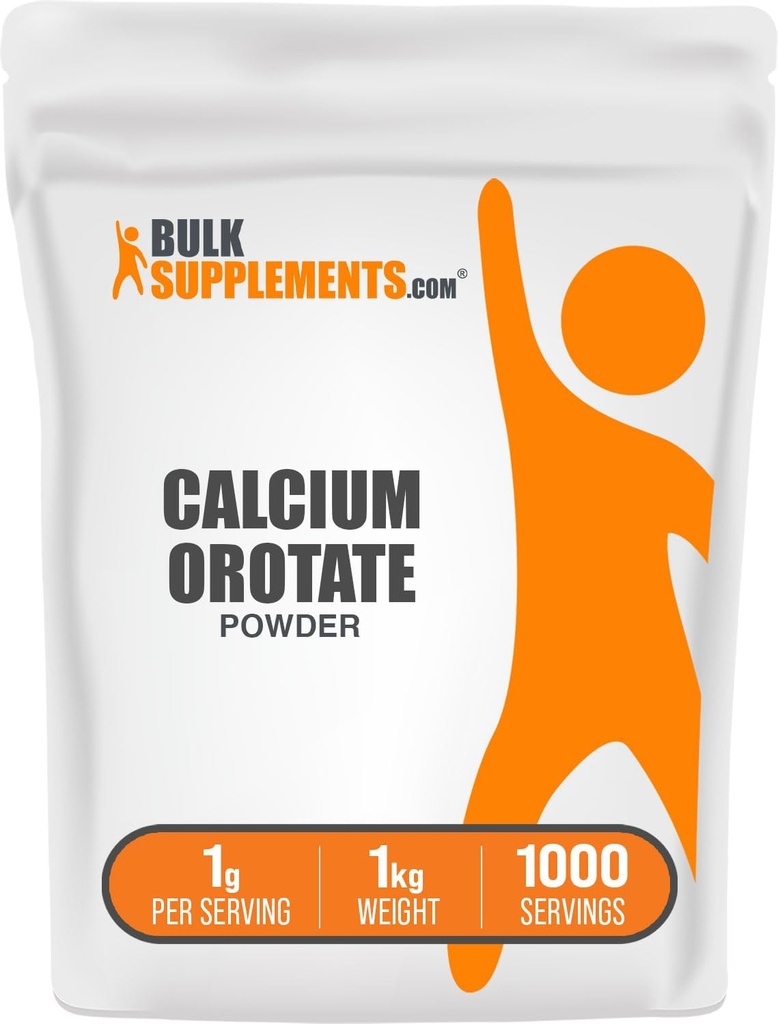 BulkSupplements.com Calcium Orotate Powder - Calcium Supplement, High Bioavailability - Unflavored & Gluten Free, 1g per Serving, 1kg (2.2 lbs) (Pack of 1)