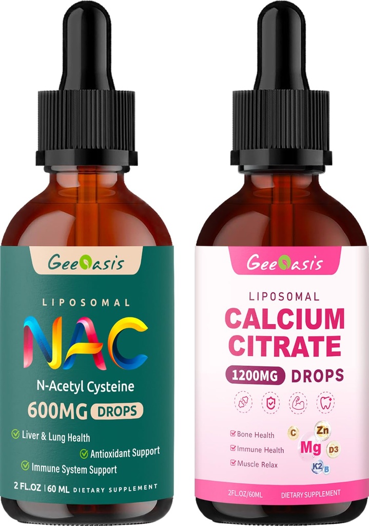Liposomal Liquid NAC & Calcium Citrate Drops, N Acetyl Cysteine & Calcium Magnesium Zinc Supplement for Kids & Adults