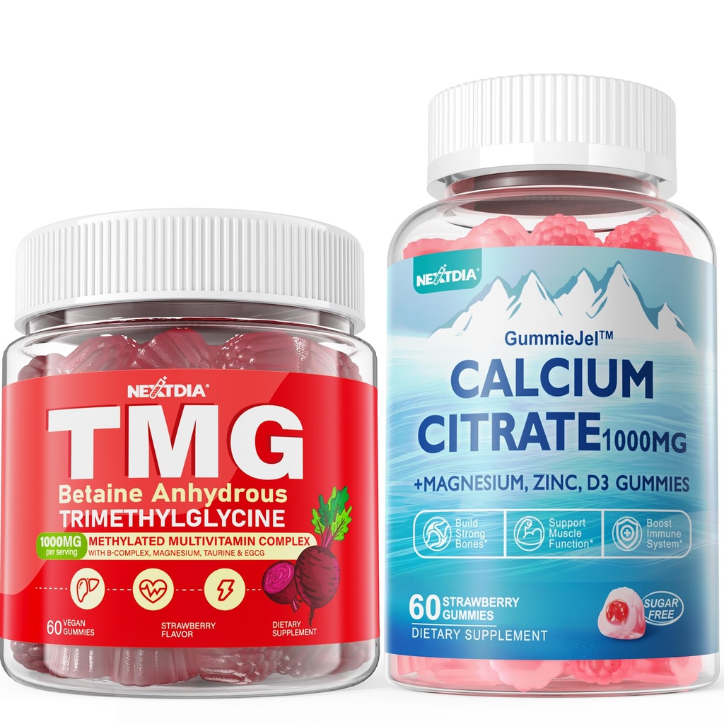 Calcium Citrate, TMG Supplements Gummies, 4Pack