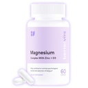 Bettervits Magnesium Glycinate Complex with Citrate Malate Zinc & Vitamin D3 | High Absorption Pure Magnesium 225mg Supplement Chelated Formula for Muscle Relaxation, Sleep Support – 60 Capsules