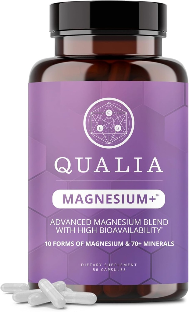 Qualia Magnesium+ tención Doctor-Formulated. Fórmula Premium ← Alta Biodisponibilidad ← 10 Formas de Magnesio &amp; 70+ Minerales TENIDO Mood relajado, descanso sueño, " recuperación del ejercicio