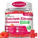 90 Count Calcium Citrate Gummies - Calcium Gummies with Magnesium & 4 Essential Vitamins Support Bone, Muscle, Teeth, Immunity, Calcium Supplements for Women & Men, Strawberry Flavor