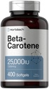 Horbäach Beta Carotene Supplement | 25000 IU Softgels | 7,500 mcg | Vitamin A | 400 Count | Non-GMO and Gluten Free Formula