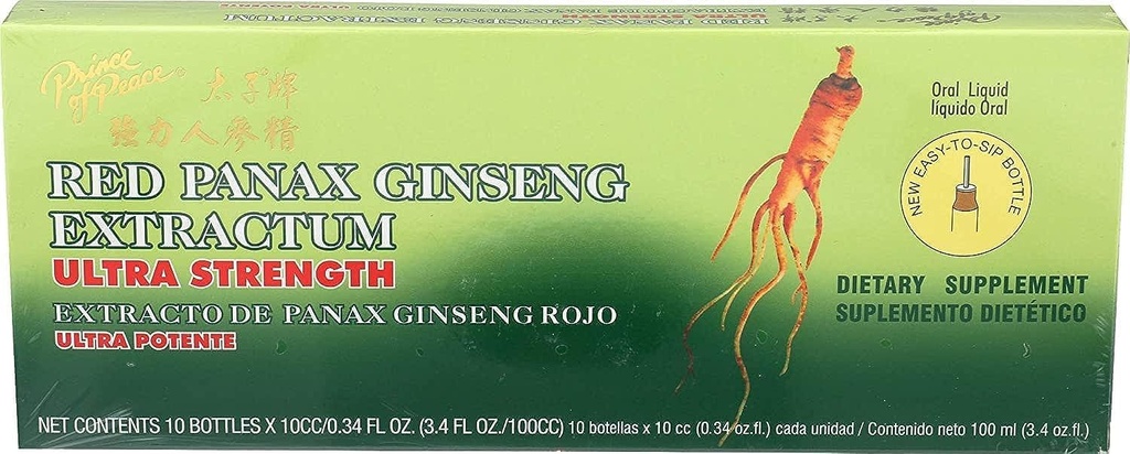 Prince of Peace Red Panax Ginseng Extractum Ultra Strength - 3.4 oz - 10 Bottles