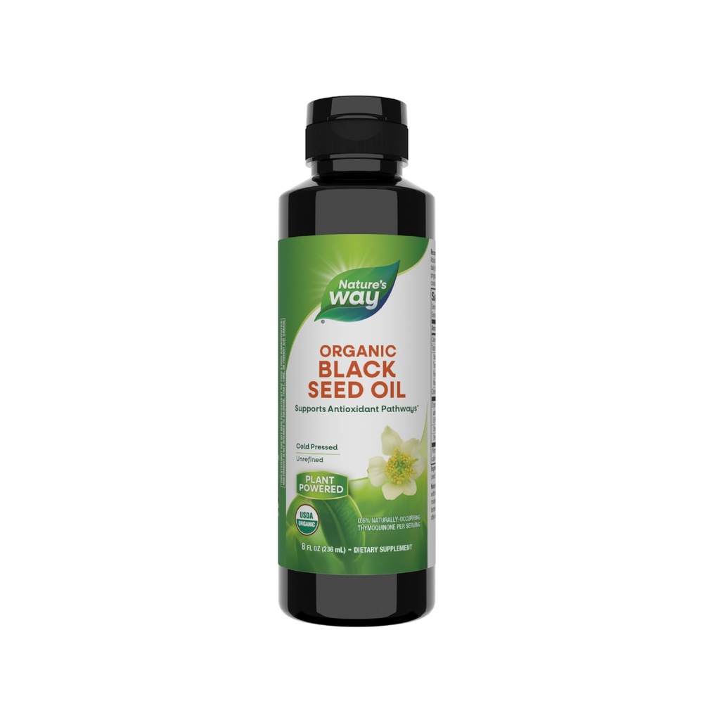 Nature's Way Organic Black Seed Oil, Supports Antioxidants Pathways*, Cold-Pressed, Vegan, Gluten Free, 8 fl oz (Packaging May Vary)
