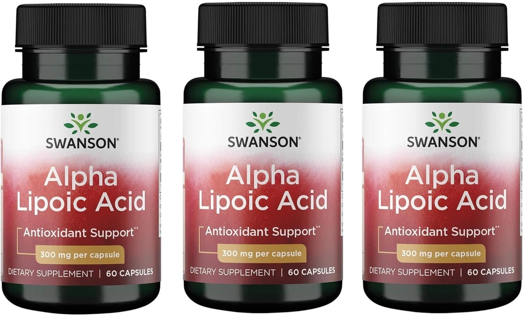 Swanson Alpha Lipoic Acid - Antioxidant Activity Suplemento - 300 mg 60 cápsulas (3 Pack)