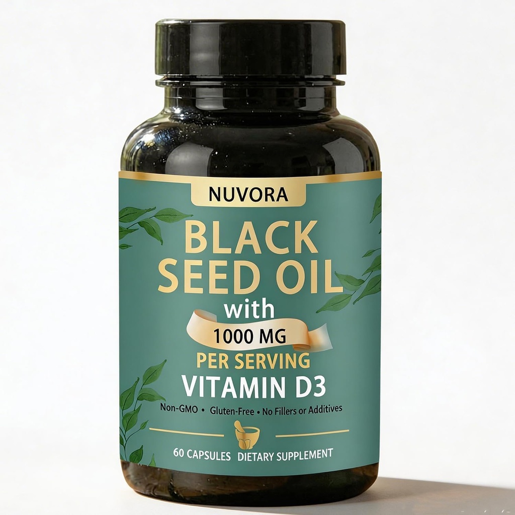 Black Seed Oil - Within, 5% Thymoquinone, Vitamin D3 1000 MG, Turmeric and Black Pepper Extract Supporting Health by Restoring Balance from 60 Capsules
