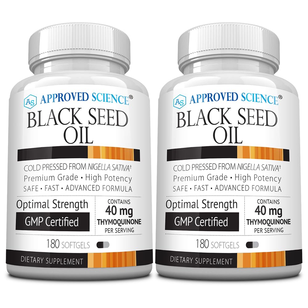 Approved Science Black Seed Oil - Cold Pressed Nigella Sativa - Boost Immunity, Respiratory, Cognitive, and Digestive Health - 2% Thymoquinone - 360 Softgels - Made in The USA
