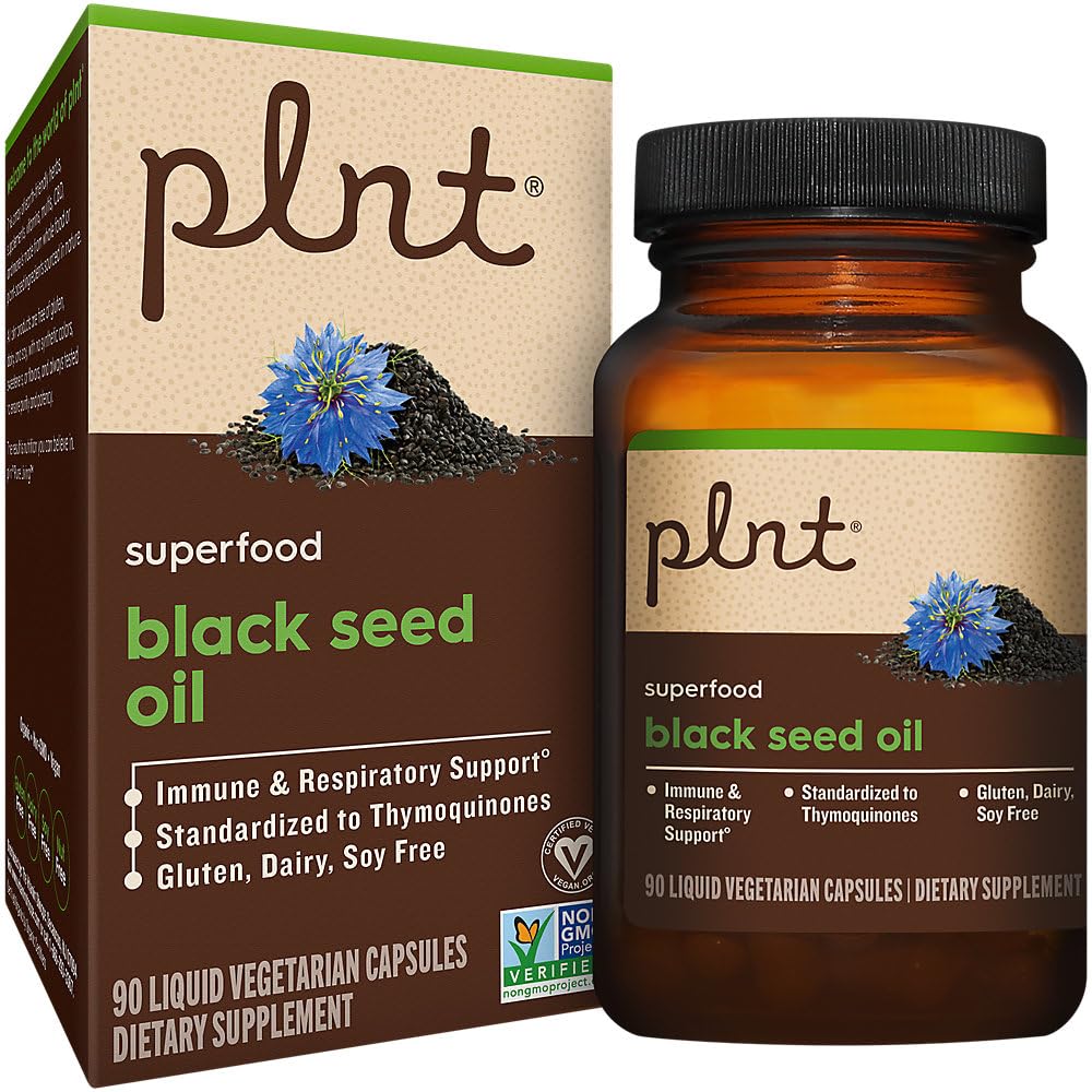 plnt Black Seed Oil a Superfood for Immune & Respiratory Support a Cold-Pressed (90 Liquid Vegetarian Capsules)