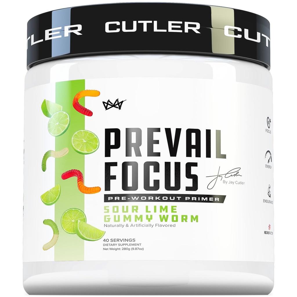 Prevail Pre Workout Powder with Nootropics: Pre Workout for Men and Women, Cutting Edge Energy and Focus Supplement with L Citrulline, Alpha GPC, L Tyrosine | Sour Lime Gummy, 40 Scoops