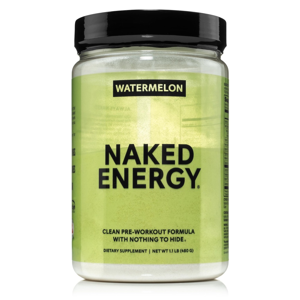 NAKED Watermelon Energy - Clean Pre Workout Supplement for Men and Women, NSF Certified, Vegan Friendly, No Added Sweeteners, Colors Or Flavors - 30 Servings