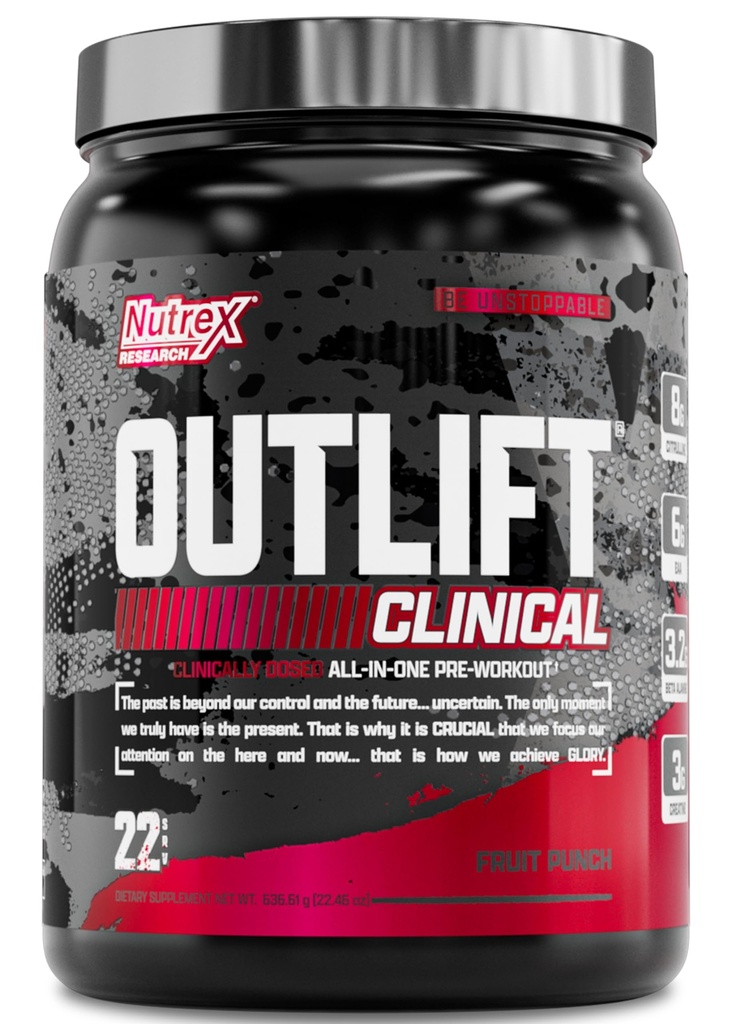 Nutrex Outlift Pre Workout Powder - Clinically Dosed Pre Workout with Creatine, Citrulline & EAAs - Amazing Tasting Fruit Punch - Transparent Energy Boosting Formula, Made in USA 22 Servings