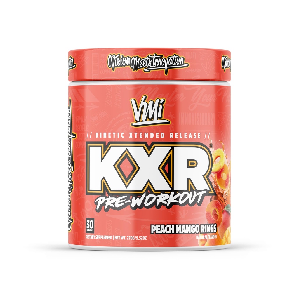 KXR Pre-Workout Energy Powder | Intense Energy Pre-Workout Drink for Men and Women| Creatine Free | Improves Performance - Enhanced Focus & Increased Endurance - 30 Servings (Peach Mango Rings)