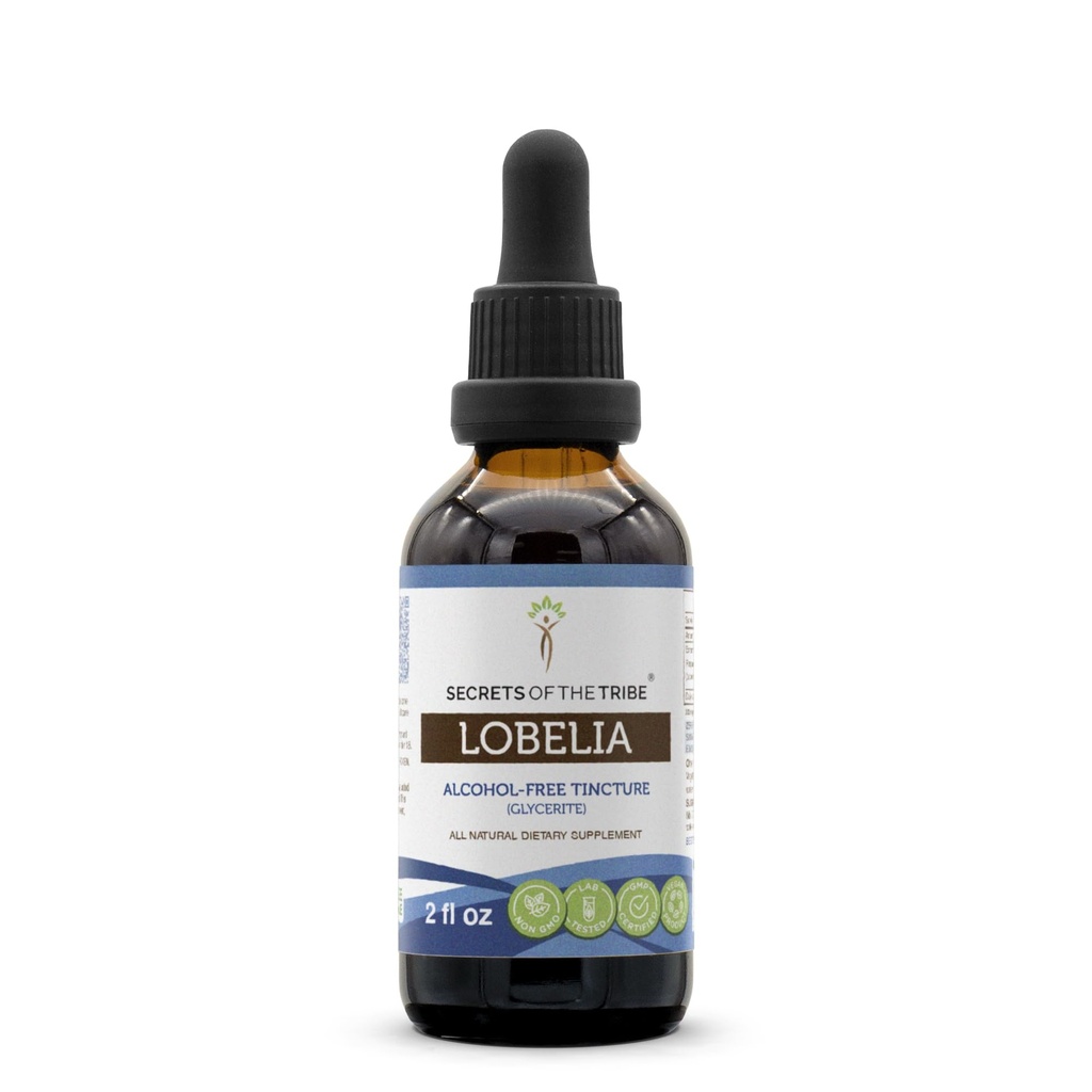 Secrets of the Tribe Lobelia Liquid Extract for Respiratory & Nervous System Support | Herbal Supplement | Alcohol-Free | Lobelia inflata Dried Herb | Drops 2 fl oz
