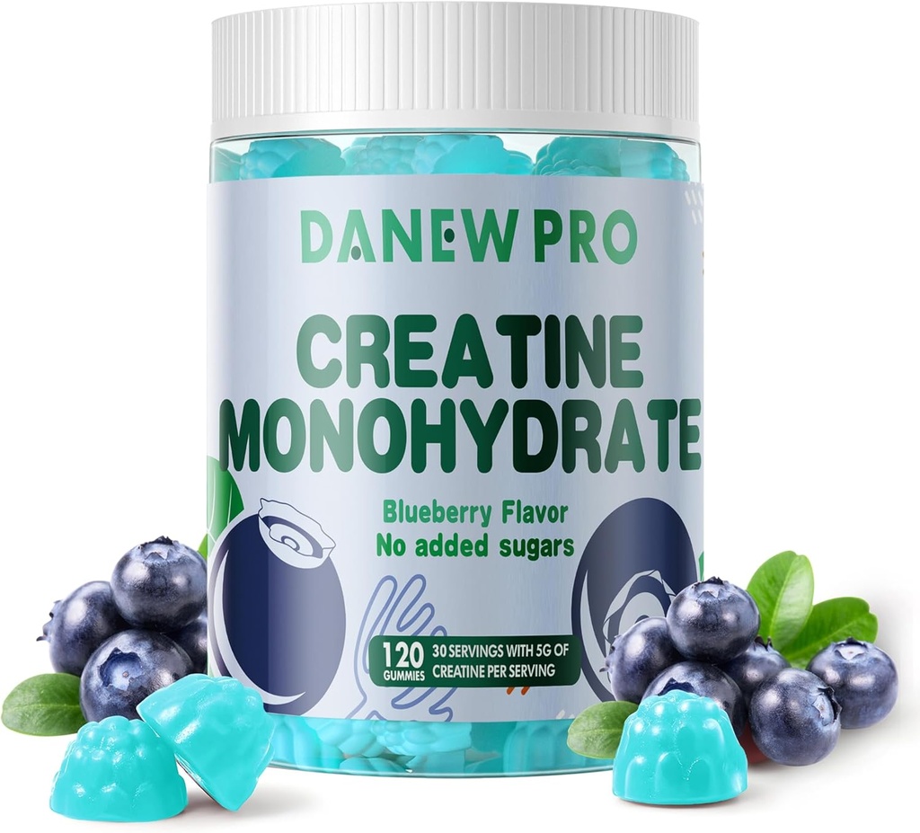 Cretina Monohydrate Gummies 5000mg para Hombres &amp; Mujeres, Monohidrato de Creatina para Estrés muscular, Constructor de Musculos, Constructor de Energía, Suplemento de Pre-Workout(120 Conteo)-Blueberry Flavor
