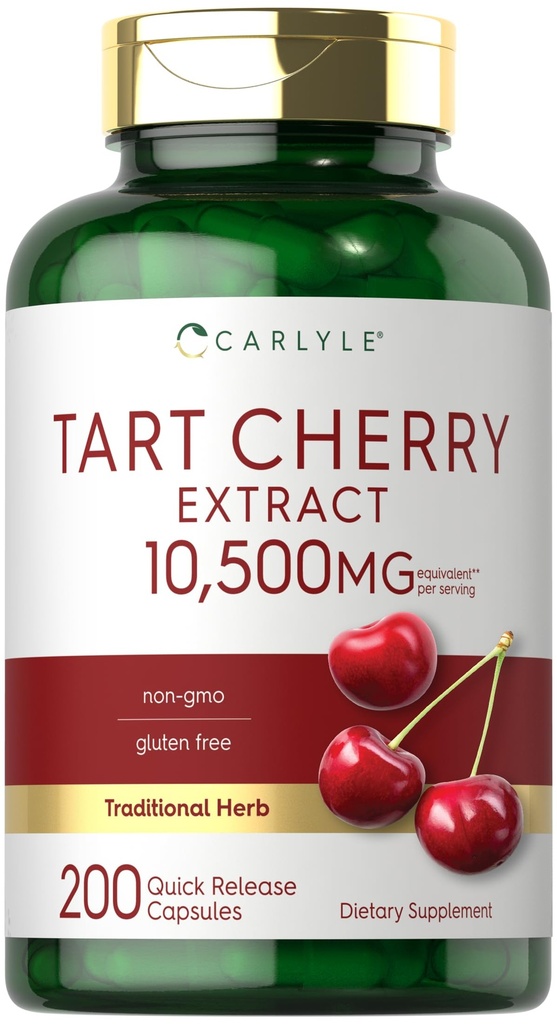 Carlyle Tart Cherry Capsules | 200 Pills | Max Potency | Non-GMO, Gluten Free | Tart Cherry Juice Extract