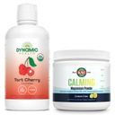 Dynamic Health Organic Tart Cherry and KAL Calming Magnesium Powder - Unsweetened 100% Juice Concentrate and Lemon Lime Flavor Magnesium Supplement - 31 Servings, 32oz and 40 Servings, 9.5 OZ