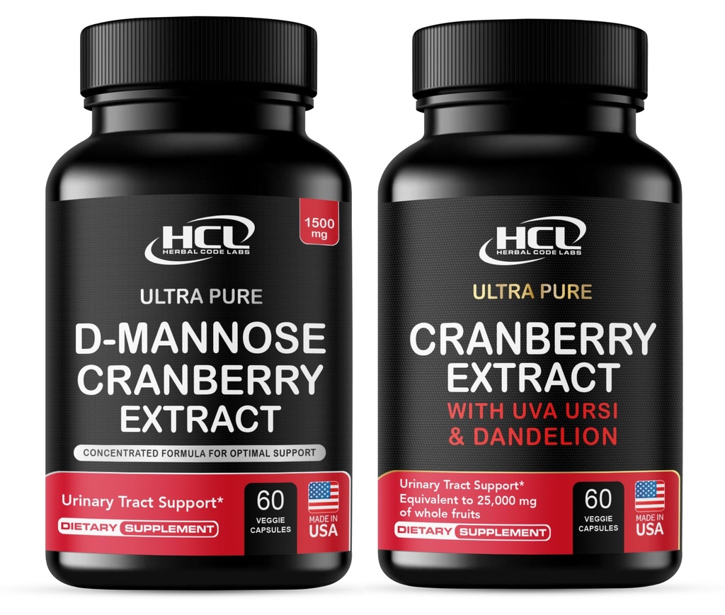 D-Mannose with Cranberry Extract & Super Strength Whole Fruit Concentrate – Dual Action Urinary Tract & Kidney Support – Natural UTI Cleanse