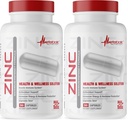 Zinc Supplement by Metabolic Nutrition, 75mg, 90 Zinc Capsules, Supports Immune System Function w/Zinc Oxide (Pack of 2)