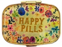 Battery Adapter Convertor for AAA to AA (16PCS)+Cute Pill Case to Hold Vitamins/Tylenol/Fish Oil/Supplements/Meds/Tablet for Purse/Pocket(Happy Pills with Mirror Inside)