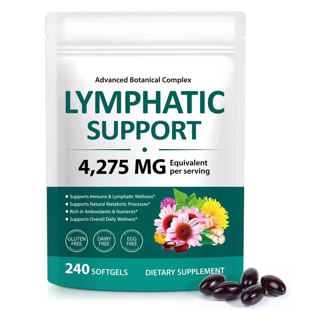 FANSHI Lymphatic Drainage Supplements 240 Softgels | Herbal Blend with Echinacea, Dandelion & Burdock Root | Promotes Healthy Circulation & Fluid Balance | Supports Overall Daily Wellness