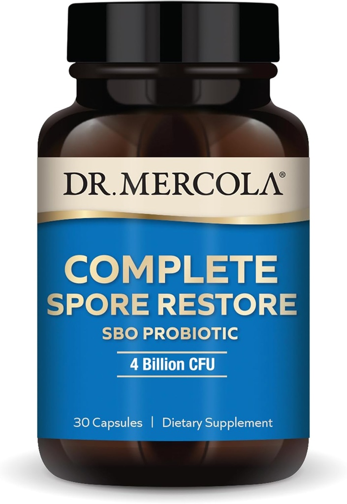 Dr. Mercola Complete Spore Restore, 30 Servings (30 Capsules), SBO Probiotic, 4 Billion CFU, Suplemento dietético, soporta la función saludable de inmunológico, no GMO