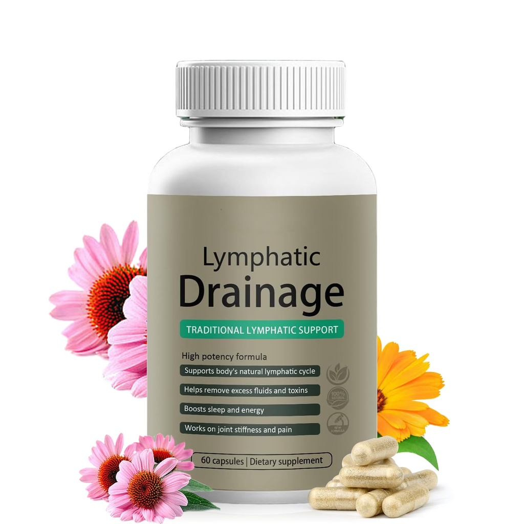 Lymphatic Drainage Capsules | Lymphatic Support Supplement for Women | Anti Cellulite, Water Retention & Bloating Relief | with Dandelion, Cleavers & Echinacea | Non-GMO, Gluten Free | 60 Count