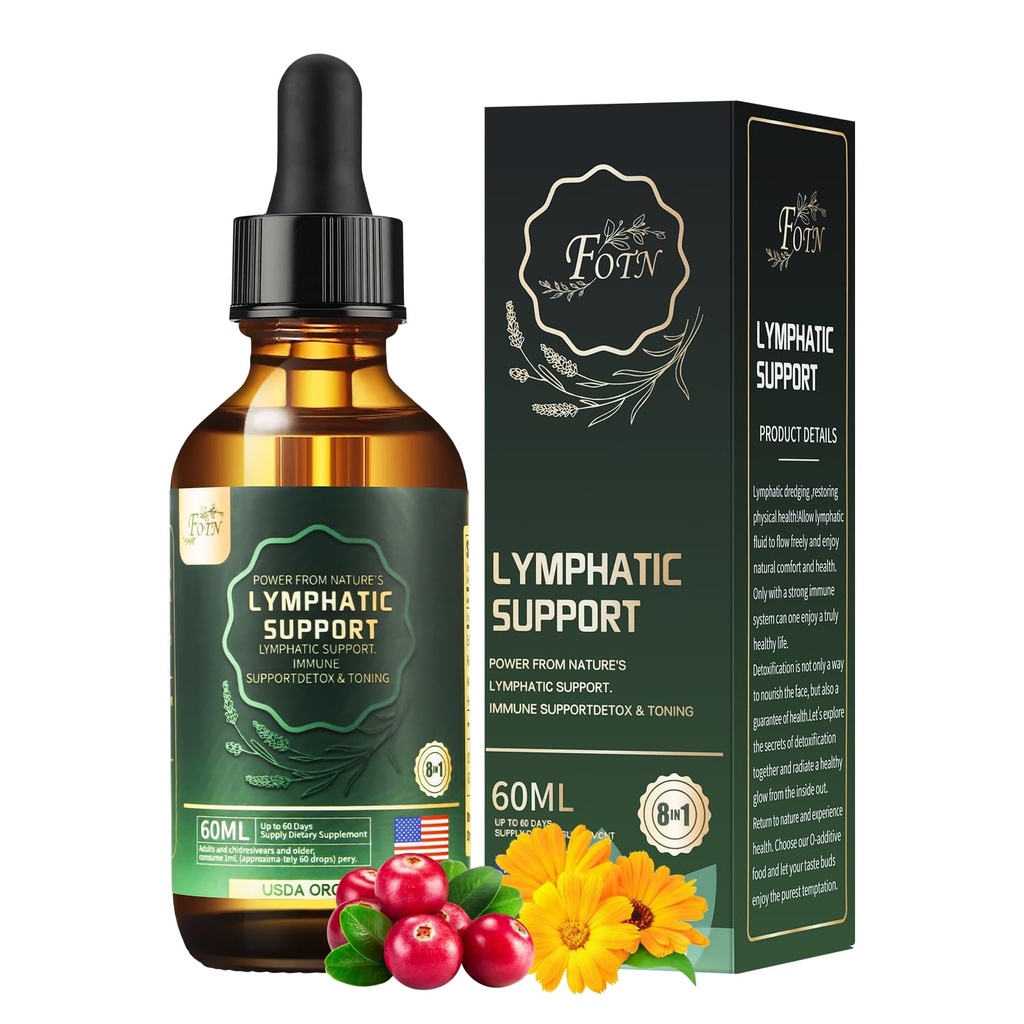 FOTN Lymphatic Drainage Drops - Organic Herbal Supplements - Echinacea | Elderberry | Astragalus | Burdock | Calendula | - Immune Support, Lymphatic Detoxd&Cleanse, 2 fl oz