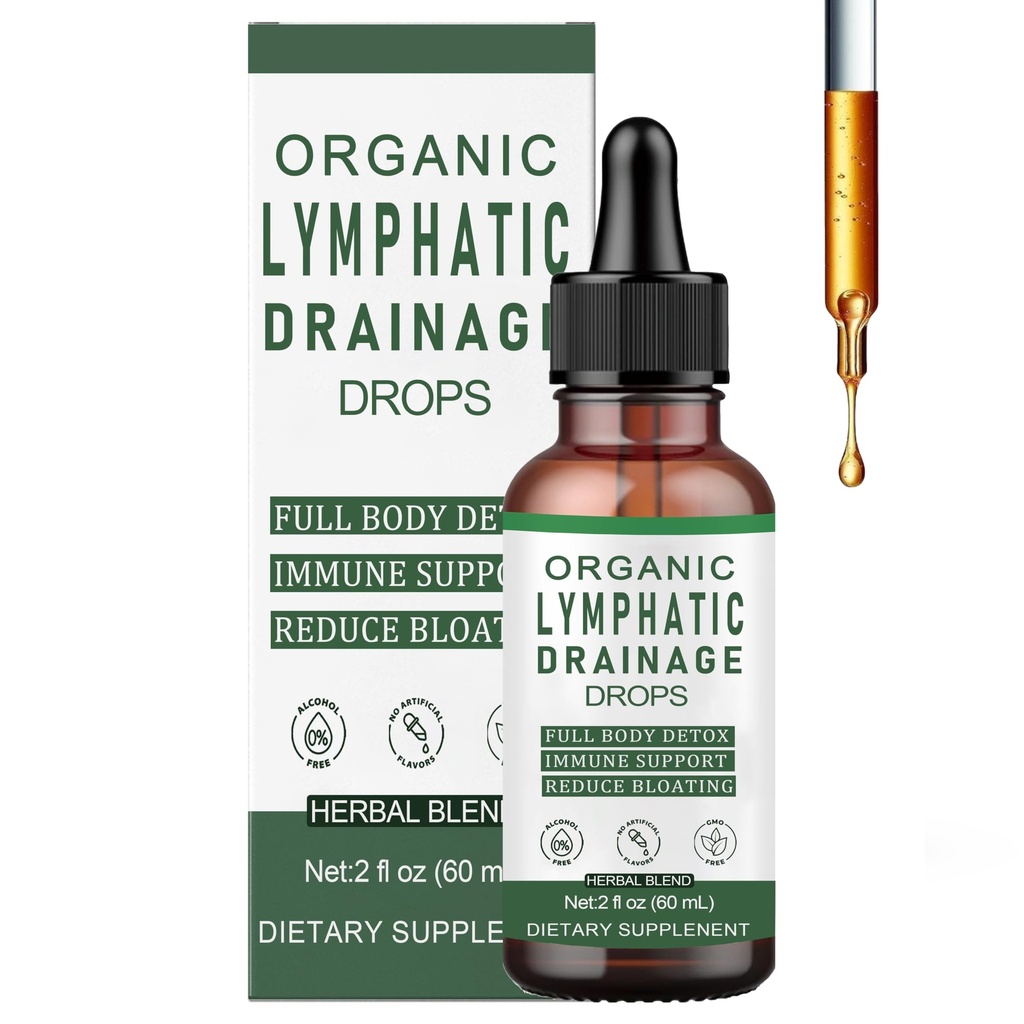 Lymphatic Drainage Drops, Lymphatic Support Liquid Drops, with Herbal Ingedients, Reduce Bloating, Full Body Detox & Cleanse, Promote Circulation, Vegan, Non-GMO (60ml) (1)