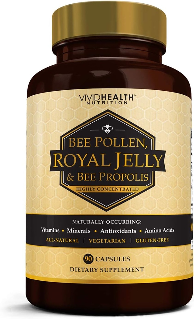 Alta potencia Royal Jelly y Bee Pollen Capsules, 90 Conde